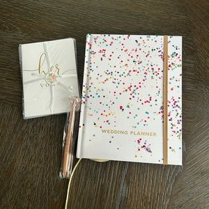 Wedding planner, vow booklets and pen